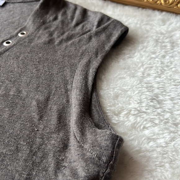 Like New🖤 IRO Sz S Tissa Lace Up Slub Linen Stone Grey Relaxed Sleeveless Top - Picture 8 of 12